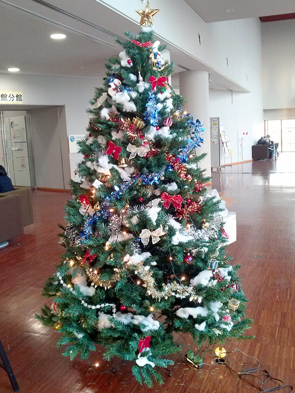建物内のクリスマスツリーの写真